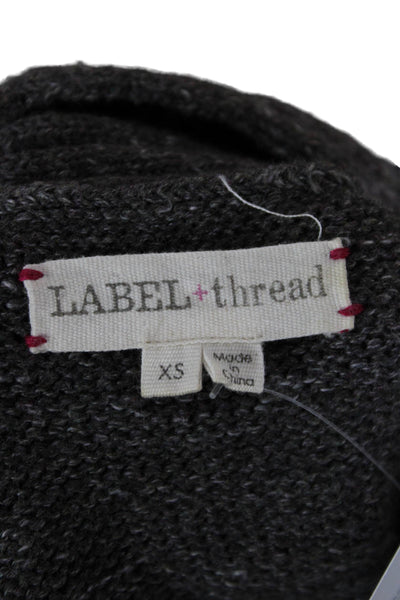 Label + Thread Unisex Cardigan Vest Dark Gray Cotton V-Neck Button Size XS