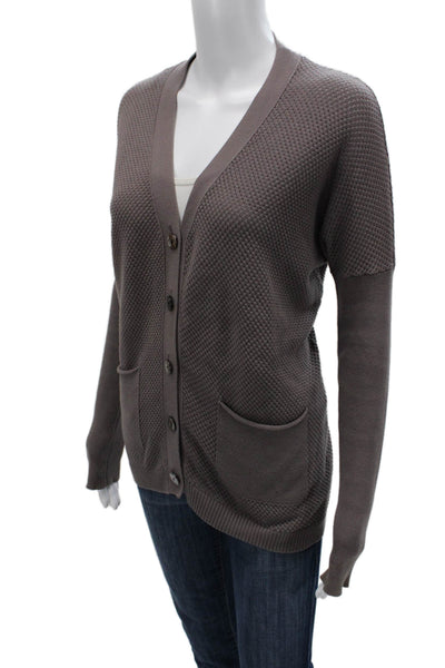 Imma Unisex Cardigan Brown V-Neck Button 100% Cotton Long Sleeve Solid Size XS