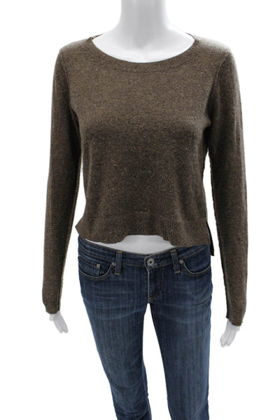 Autumn Cashmere Unisex Pullover Crewneck 100% Cashmere Brown Size XS