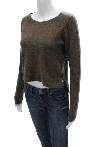 Autumn Cashmere Unisex Pullover Crewneck 100% Cashmere Brown Size XS
