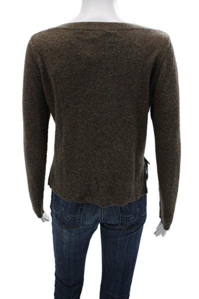 Autumn Cashmere Unisex Pullover Crewneck 100% Cashmere Brown Size XS