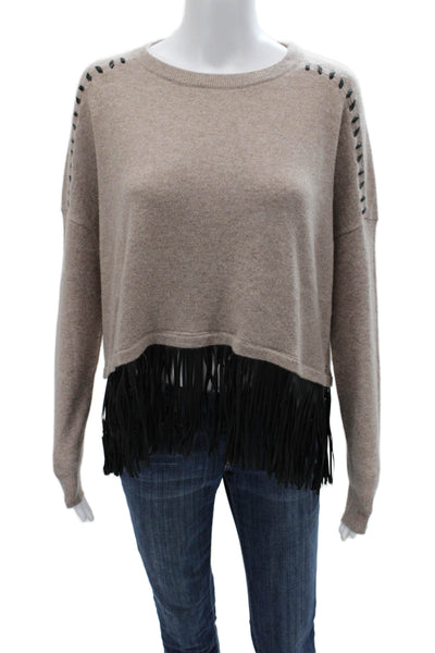 One Grey Day Unisex Pullover Sweater Beige 100% Cashmere Lace Up Size XS