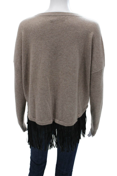 One Grey Day Unisex Pullover Sweater Beige 100% Cashmere Lace Up Size XS
