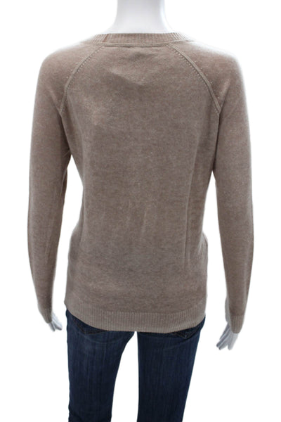 Autumn Cashmere Womens Beige Leopard Pullover Sweater Crew Neck Size XS