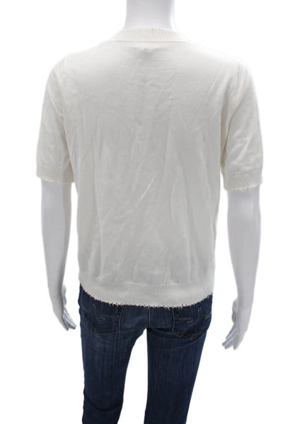 Minnie Rose Women Basic Graphic Crew Neck Short Sleeve T-Shirt White Size XS