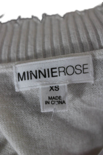 Minnie Rose Women Basic Graphic Crew Neck Short Sleeve T-Shirt White Size XS