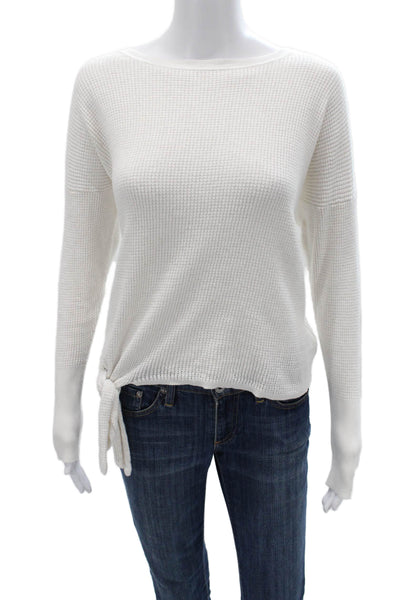 Margaret OLeary Unisex White Organic Cotton Pullover Sweater Long-Sleeve Size XS