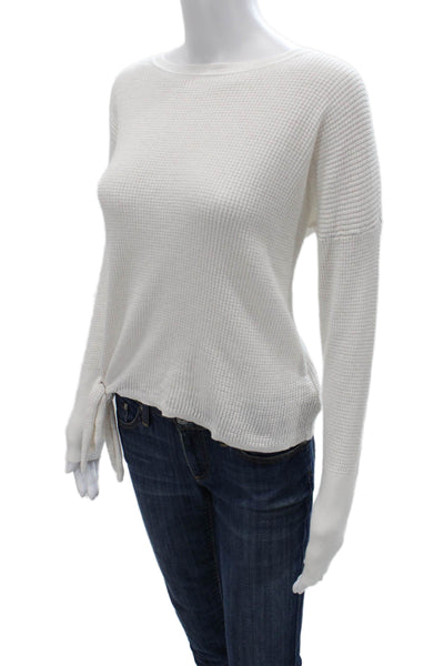 Margaret OLeary Unisex White Organic Cotton Pullover Sweater Long-Sleeve Size XS