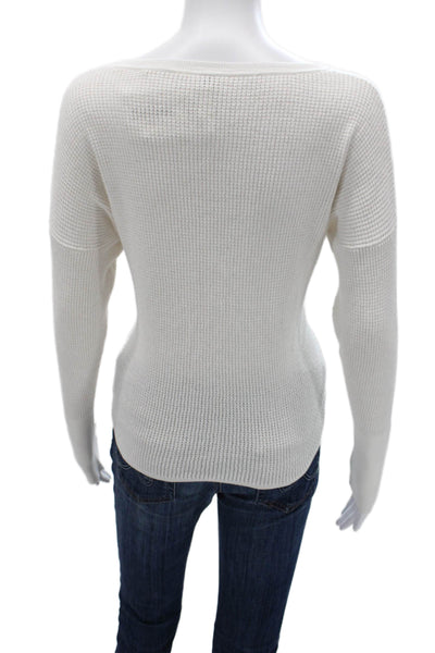 Margaret OLeary Unisex White Organic Cotton Pullover Sweater Long-Sleeve Size XS