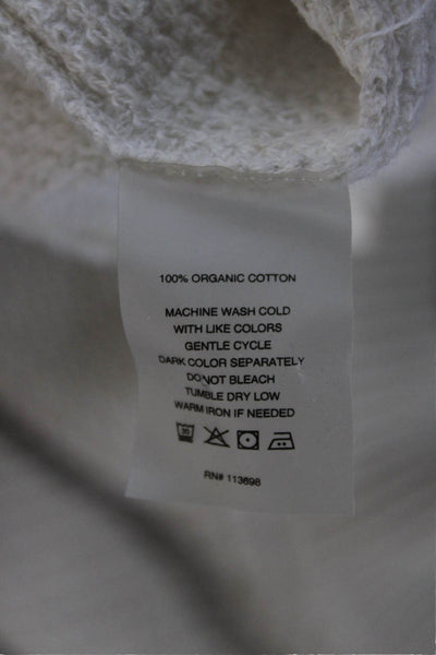 Margaret OLeary Unisex White Organic Cotton Pullover Sweater Long-Sleeve Size XS