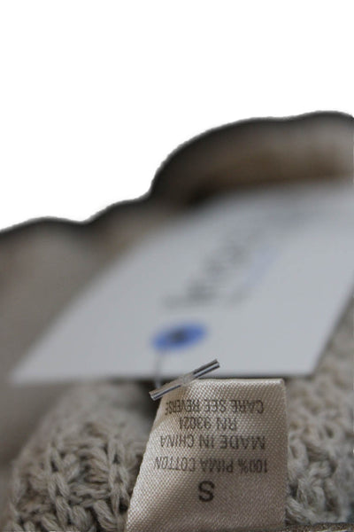 Belford Unisex Beige Pima Cotton Mock Neck Zip Cardigan Size S