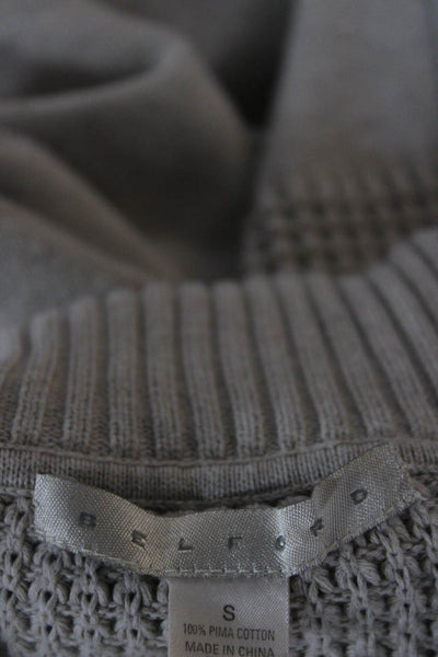 Belford Unisex Beige Pima Cotton Mock Neck Zip Cardigan Size S
