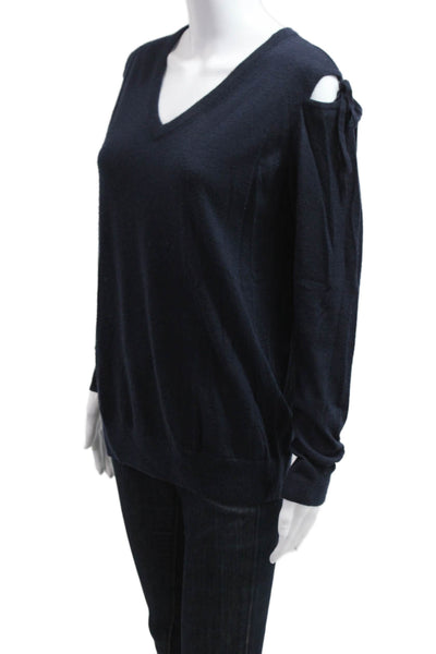 Autumn Cashmere Unisex V-Neck Dark Blue 100% Cashmere Pullover Sweater Size M