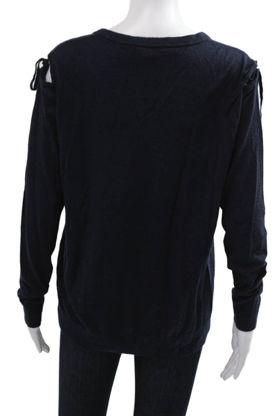 Autumn Cashmere Unisex V-Neck Dark Blue 100% Cashmere Pullover Sweater Size M