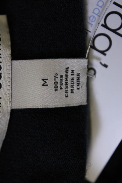 Autumn Cashmere Unisex V-Neck Dark Blue 100% Cashmere Pullover Sweater Size M