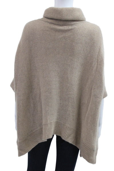 360 Cashmere Unisex Beige Turtleneck Pullover Sweater Short Sleeve Size M