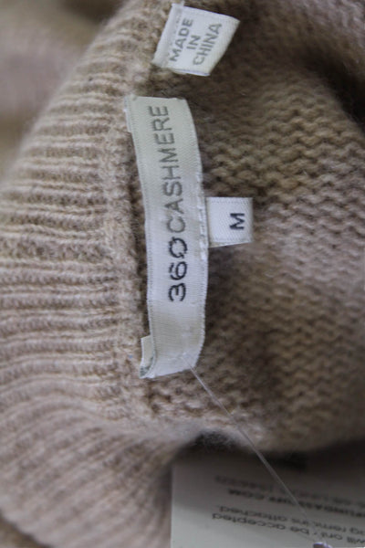 360 Cashmere Unisex Beige Turtleneck Pullover Sweater Short Sleeve Size M