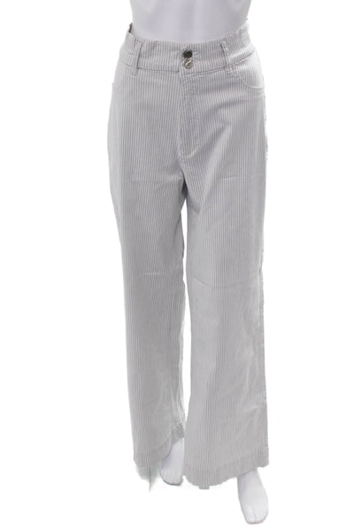 DL 1961 Womens Gray Striped Cotton Stretch Pants Button Inseam 30 Size 30