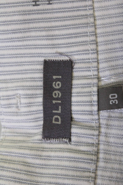 DL 1961 Womens Gray Striped Cotton Stretch Pants Button Inseam 30 Size 30