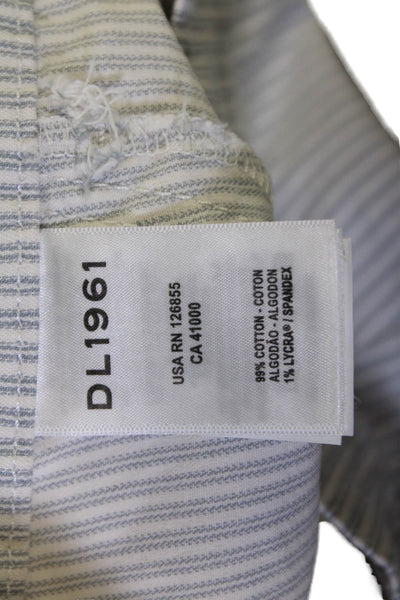 DL 1961 Womens Gray Striped Cotton Stretch Pants Button Inseam 30 Size 30