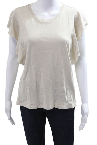 Lilla P Womens Basic Beige Short Sleeve Round Neck T Shirt Size S