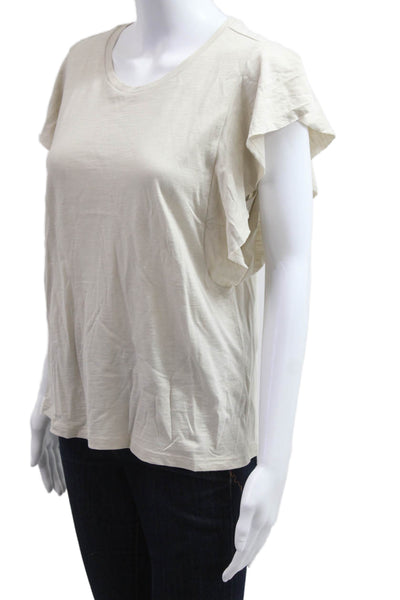 Lilla P Womens Basic Beige Short Sleeve Round Neck T Shirt Size S