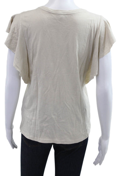 Lilla P Womens Basic Beige Short Sleeve Round Neck T Shirt Size S