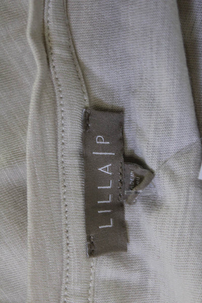 Lilla P Womens Basic Beige Short Sleeve Round Neck T Shirt Size S