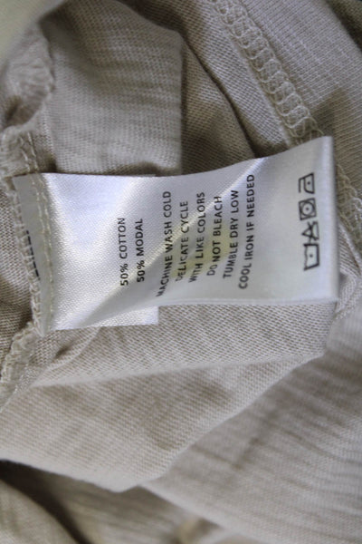 Lilla P Womens Basic Beige Short Sleeve Round Neck T Shirt Size S