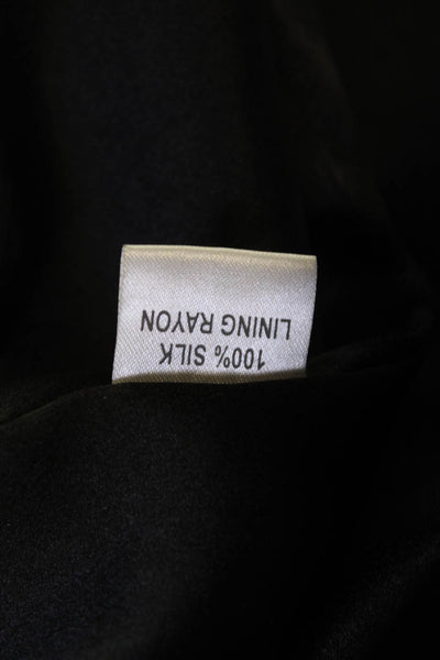 Parker Women Tank Dress Black Striped Silk V-Neck Button Mini Size S