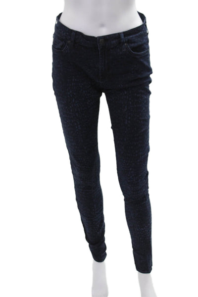 7 For All Mankind Women Skinny Jegging Jeans Dark Blue Leopard Size 30