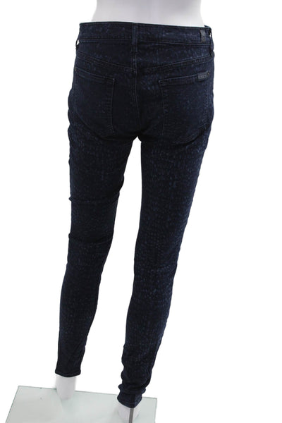 7 For All Mankind Women Skinny Jegging Jeans Dark Blue Leopard Size 30