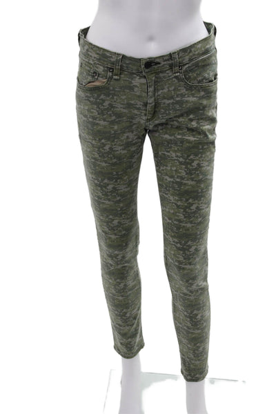 Rag & Bone Jean Women Cropped Ankle Camouflage Green Mid Rise Pants Size 30