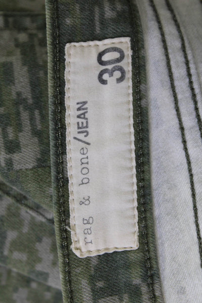 Rag & Bone Jean Women Cropped Ankle Camouflage Green Mid Rise Pants Size 30