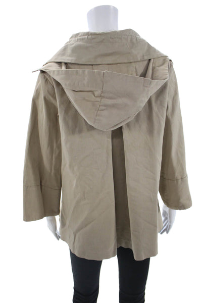 Zara Women Windbreaker Beige High Neck 3/4 Sleeve Zip Size M