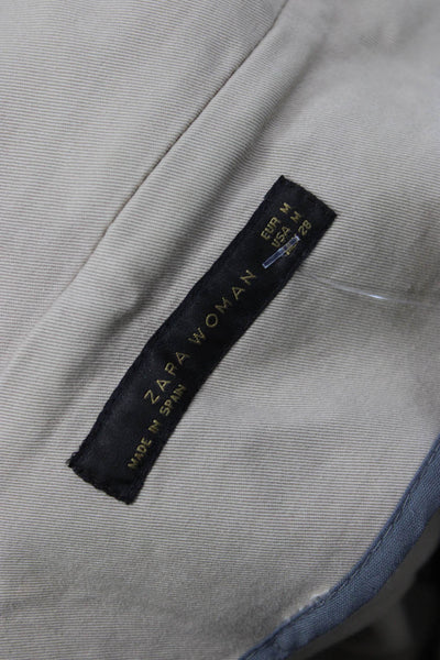Zara Women Windbreaker Beige High Neck 3/4 Sleeve Zip Size M