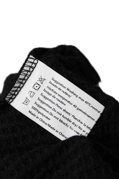 Ekouaer Women Basic Sweater V Neck 3/4 Sleeve Black Polyester Size L