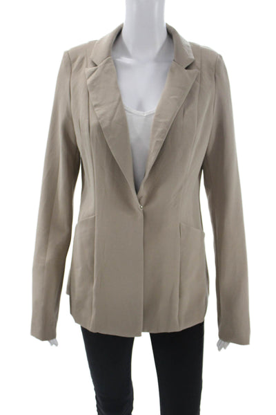 Pretty Little Thing Unisex Beige Collared Button Long Sleeve Blazer Size 4