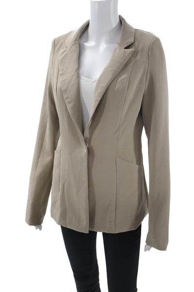 Pretty Little Thing Unisex Beige Collared Button Long Sleeve Blazer Size 4