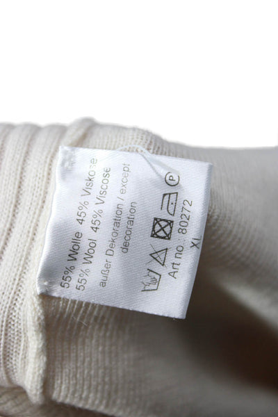 Puretoi By Petra Dieners Women Short Sleeve Polo Beige Wool Blend Size XL