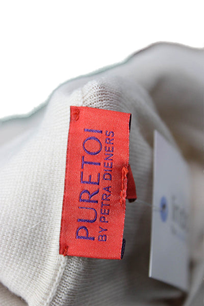 Puretoi By Petra Dieners Women Short Sleeve Polo Beige Wool Blend Size XL