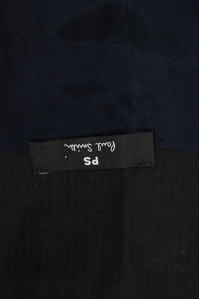 Paul Smith Women Pleated Wrap Skirt Dark Blue Check Wool Cotton Knee Size 46