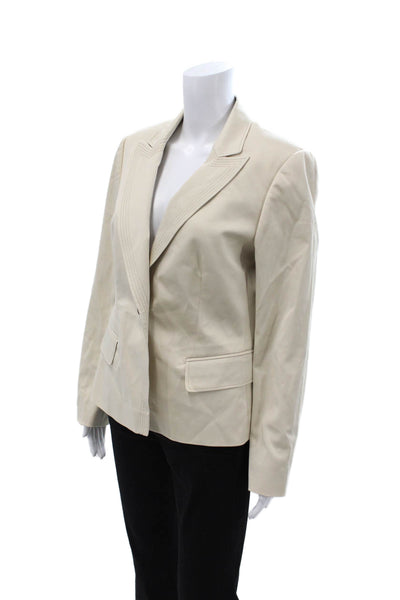 Escada Women Beige Collared Button Long Sleeve Cotton Blazer Size 40