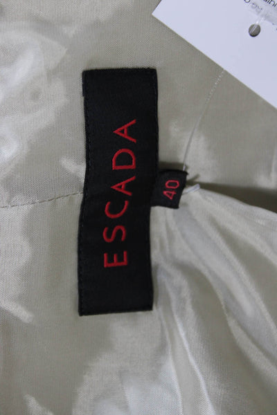 Escada Women Beige Collared Button Long Sleeve Cotton Blazer Size 40