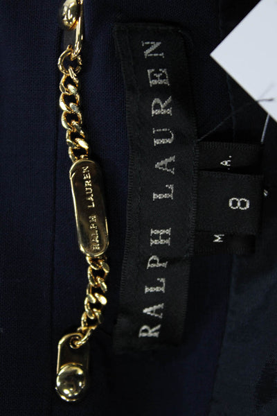 Ralph Lauren Black Label Unisex Dark Blue Collared Blazer Long Sleeve Size 8