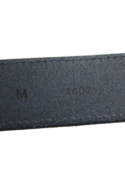 Daks Womens Solid Leather Frame Buckle Belt Navy Size M