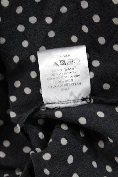 Jane Womens Black Polka Dot 100% Silk Button Long Sleeve Casual Top Size 10