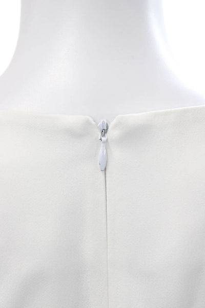 Lisa Perry Womens Silk V-Neck Tunic Blouse Long Sleeve White Zip Size 10