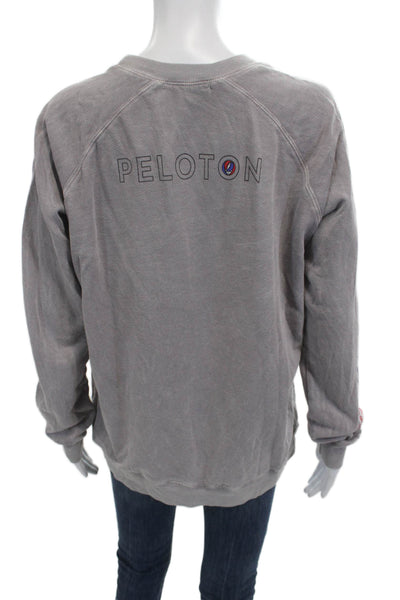 Peloton Unisex Pullover Sweatshirt Gray 100% Cotton Graphic Crew Neck Size S