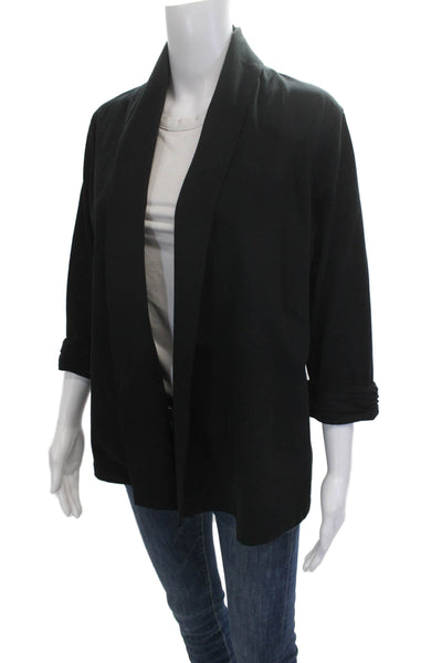 Theory Womens Black Cotton 3/4 Sleeve Classic Jacket Size L